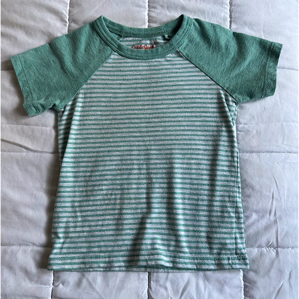 Cat & Jack - Short Sleeved T-Shirt - Green & White - Sz: 18M